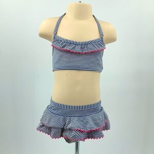 Mini Boden 3-4Y‎ Striped Ruffle Bikini